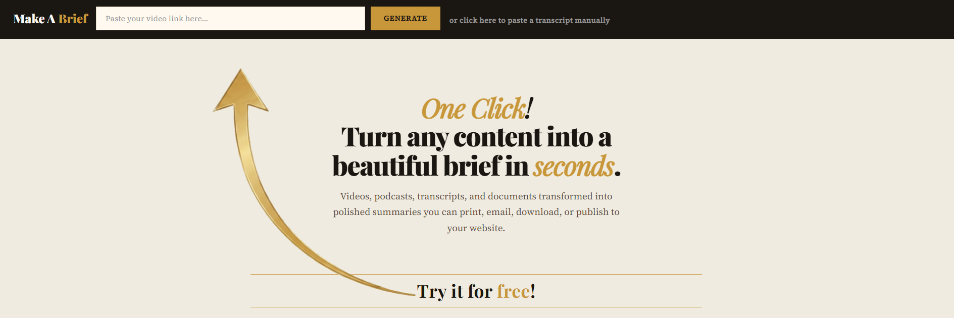 Make A Brief turns content into a beautiful brief in seconds