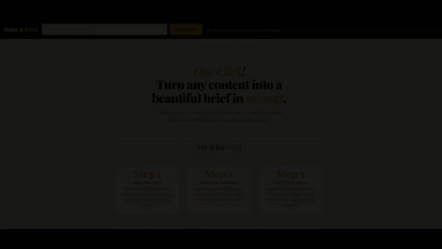 Demo showing Make A Brief converting content into a formatted brief in seconds